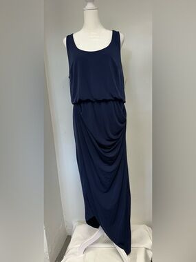 Inc size XL Classic Navy Draped Maxi Dress - Sleeveless